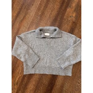 ASOS Design Women's Small Gray Chunky Knit Cropped Quarter Zip Sweater